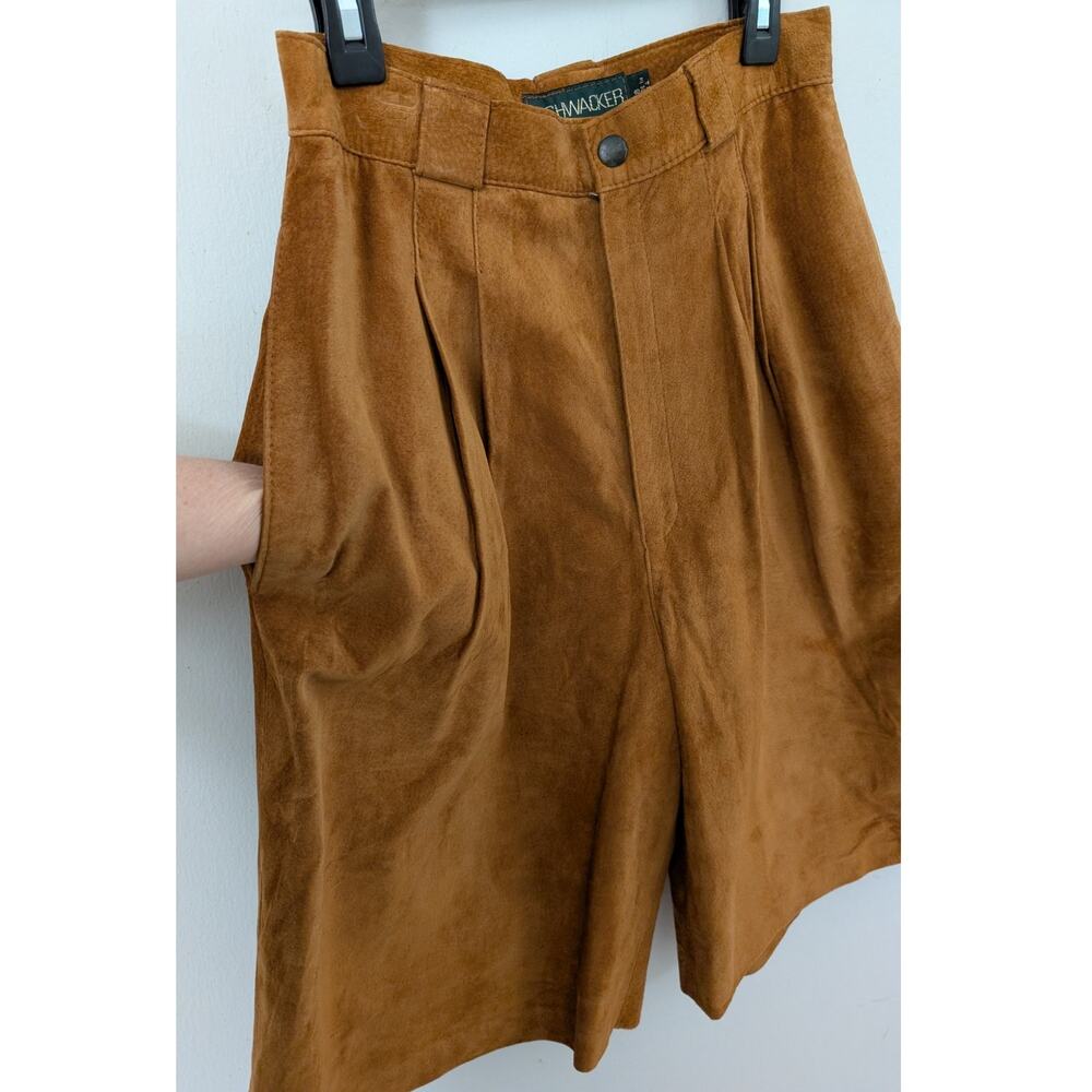 Bushwacker USA Vintage Suede Nubuck Leather High Waisted Shorts - Picture 4 of 13